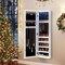 Costway Wall Door Mounted Mirrored Jewelry Cabinet Organizer Storage w/LED Light White